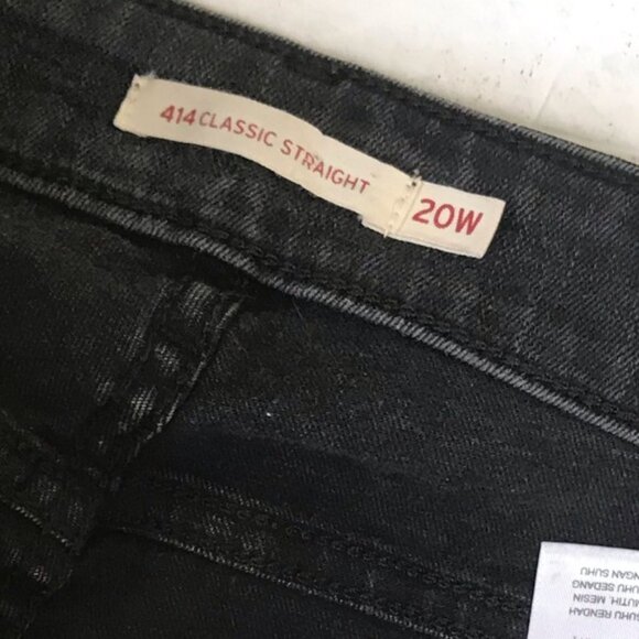Levi's 414 Classic Straight Leg High Waist Stretch Boot Zip Black Denim Jeans 20 - Picture 5 of 14